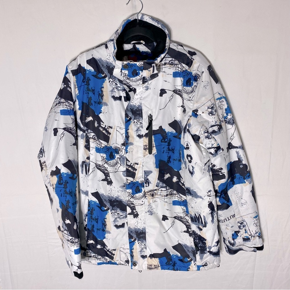Mutusnow White Black Blue Snowboard Jacket Winter Coat L